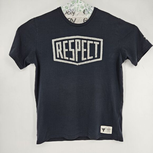 Under Armour Project Rock Shirt Mens Large Respect Graphic Tee Black Gym - Picture 1 of 11